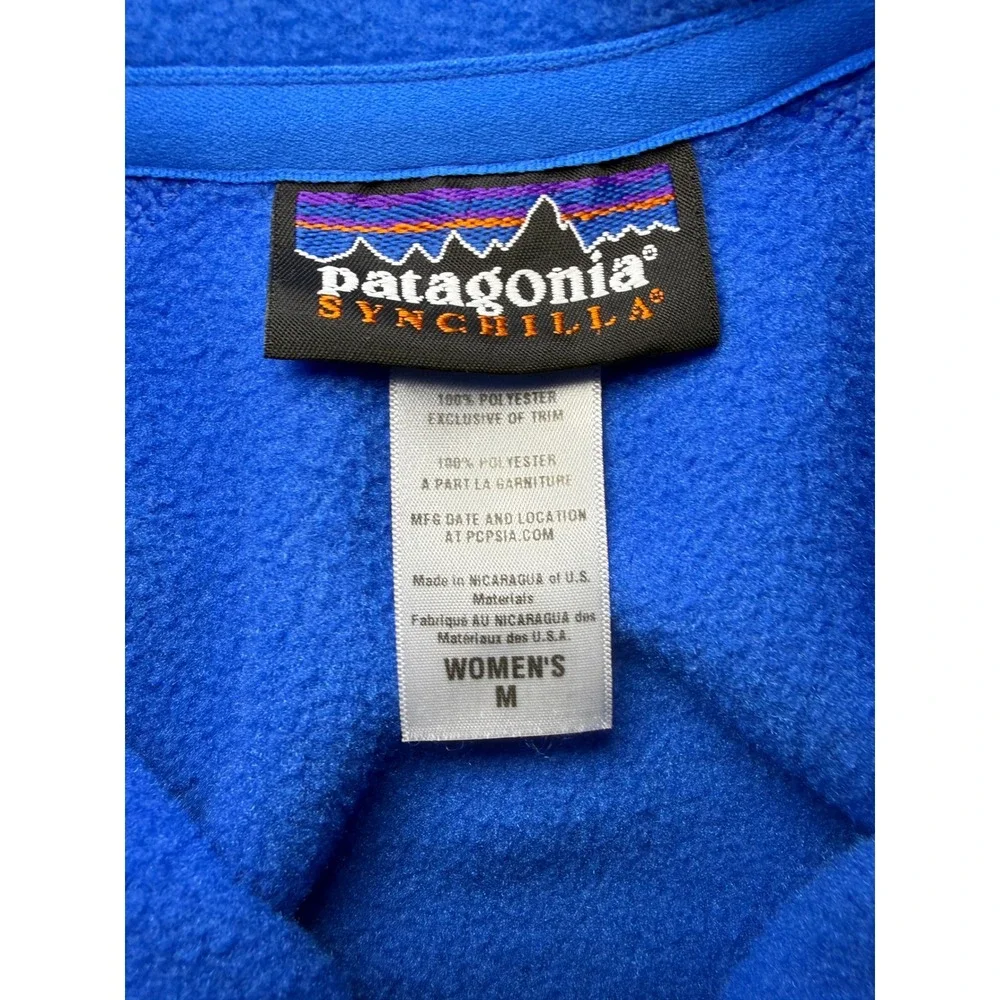Patagonia Synchilla Full Zip Fleece Vest Womens Medium Blue Mock Neck - Picture 2 of 7